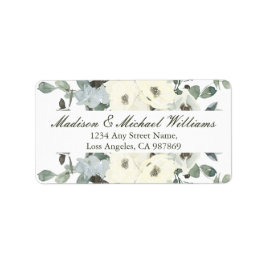 Elegante Ivory Floral Sage Green Rücksendeadresse Adressaufkleber