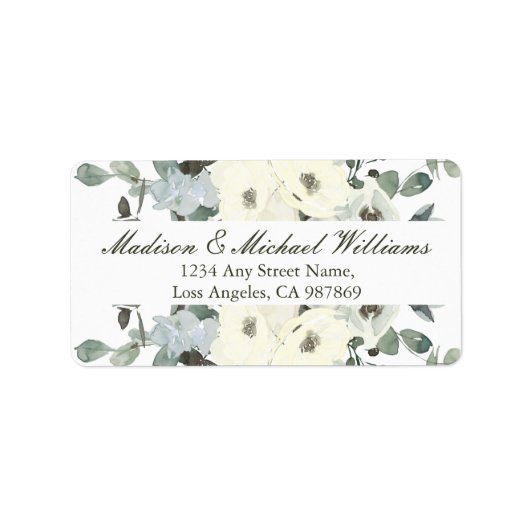 Elegante Ivory Floral Sage Green Rücksendeadresse Adressaufkleber (Vorne)