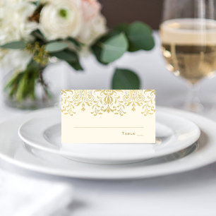 Elegante Ivory Gold Vintager Glamour Hochzeit Platzkarte