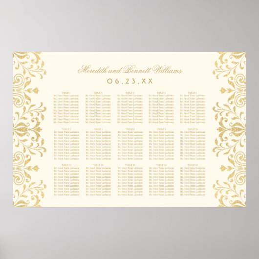 Elegante Ivory Gold Vintager Glamour Hochzeit Poster (Vorne)