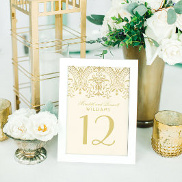 Elegante Ivory Gold Vintager Glamour Hochzeit Tischnummer