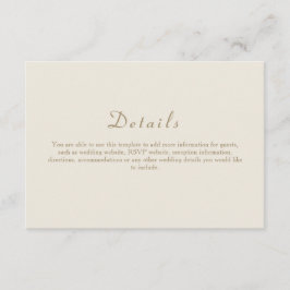 Elegante Ivory Gold Wedding Details Begleitkarte