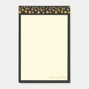 Elegante Ivory & Golden Confetti auf schwarzem Rah Post-it Klebezettel