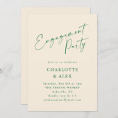 Elegante Ivory Green Calligraphy Engagement Party Einladung (Vorne/Hinten)