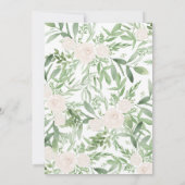 Elegante Ivory & Green Floral Baby Dusche Einladung (Rückseite)