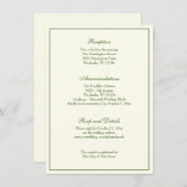 Elegante Ivory Green Wedding Reception Einladung (Vorne/Hinten)