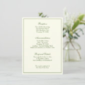 Elegante Ivory Green Wedding Reception Einladung (Stehend Vorderseite)