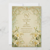 Elegante Ivory Lily Gold Scroll Hochzeit Einladung (Vorderseite)