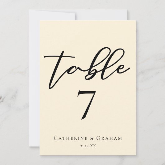 Elegante Ivory Minimalistisch Wedding Tischnummer  (Vorderseite)