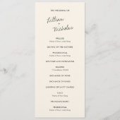 Elegante Ivory Moderne Hochzeit Programm (Vorderseite)