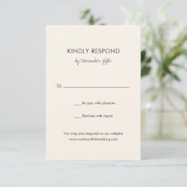 Elegante Ivory Moderne Hochzeit RSVP Karte
