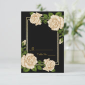 Elegante Ivory Rose & Gold Glitzer Tischnummer (Stehend Vorderseite)
