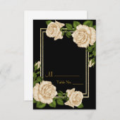 Elegante Ivory Rose & Gold Glitzer Tischnummer (Vorne/Hinten)