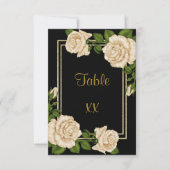 Elegante Ivory Rose & Gold Glitzer Tischnummer (Vorderseite)