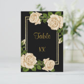 Elegante Ivory Rose & Gold Glitzer Tischnummer (Stehend Vorderseite)