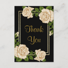 Elegante Ivory Rose & Gold Glitzer Vielen Dank Dankeskarte