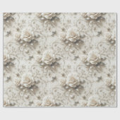 Elegante Ivory-Rose mit Silver Floral Design Geschenkpapier (Flach)