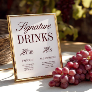 Elegante Ivory Signature Drinks Hochzeiten Bar-Zei
