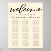 Elegante Ivory Simple Script Wedding Seating Chart Poster (Vorne)