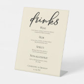 Elegante Ivory Simple Wedding Bar Menu Drinks Sockelschild (Vorderseite)