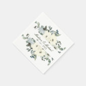 Elegante Ivory Watercolor Grüne Hochzeit Serviette (Ecke)