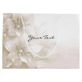 Elegante Ivory White Blume Geschenktasche Große Geschenktüte (Rückseite)