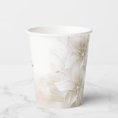 Elegante Ivory White Blume Paper Cup Pappbecher (Rückseite)
