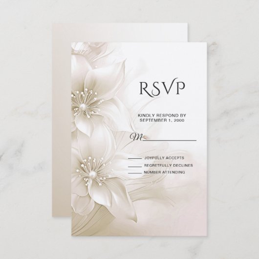 Elegante Ivory White Blume RSVP-Karte RSVP Karte (Vorne/Hinten)