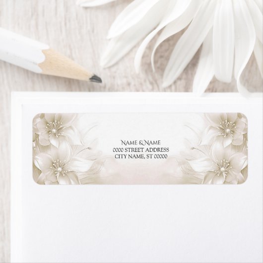 Elegante Ivory White Blume Rücksendeadresse (Insitu)