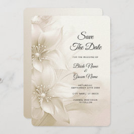 Elegante Ivory White Blume Save the Date