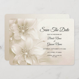 Elegante Ivory White Blume Save the Date