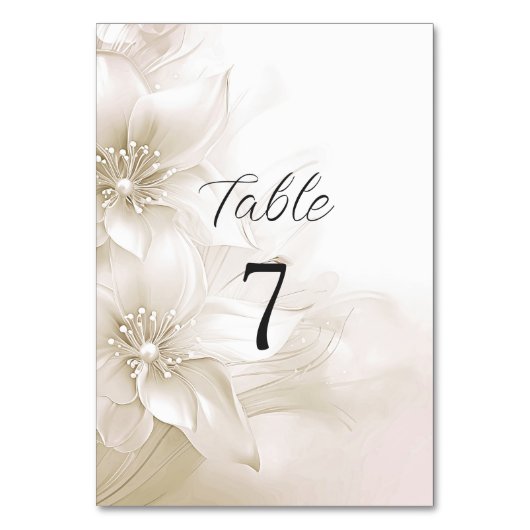 Elegante Ivory White Blume Tischnummer (Vorderseite)