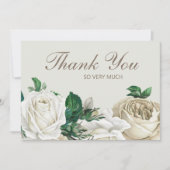 Elegante Ivory White Cream Rose Hochzeit Vielen Da Dankeskarte (Vorderseite)