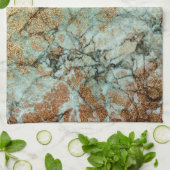 Elegante Jade und Rose Gold Glitzer Marmor Geschirrtuch (Gefaltet)