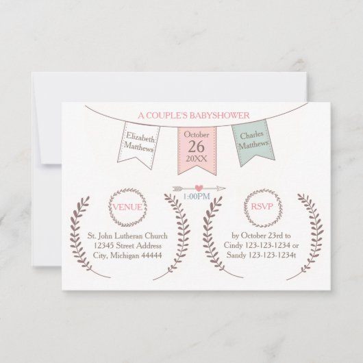 Elegante Jagd - 3x5 Kinderdusche Einladung (Vorderseite)