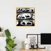 Elegante Jagdszene mit Wildschwein Poster (Heimbüro)