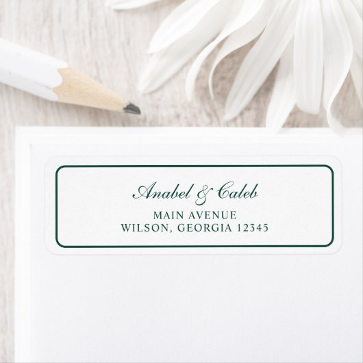 Elegante Jägergrüne Rahmen Hochzeit Rücksendeadres (Insitu)