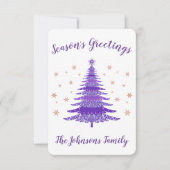 Elegante Jahreszeit Grüße Weihnachtsbaum Rose Gold Dankeskarte (Vorderseite)