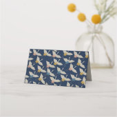 Elegante japanische Cranes Blue Wedding Party Platzkarte (Rückseite)