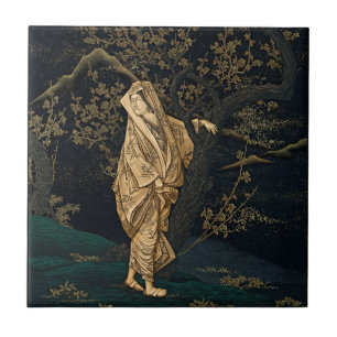 Elegante japanische Frau Kimono Keramikfliese