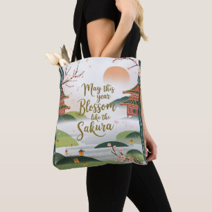 Elegante japanische Gartengestaltung - Kirschblüte Tasche