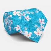 Elegante japanische Sakura-Blume auf blauem Muster Krawatte (Gerollt)