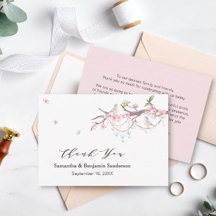 Elegante japanische Sakura Cherry Blossom Hochzeit Dankeskarte