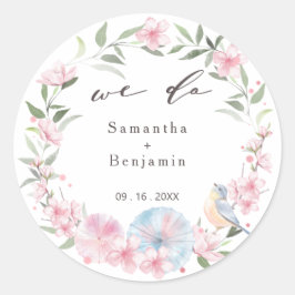 Elegante japanische Sakura Cherry Blossom Hochzeit Runder Aufkleber