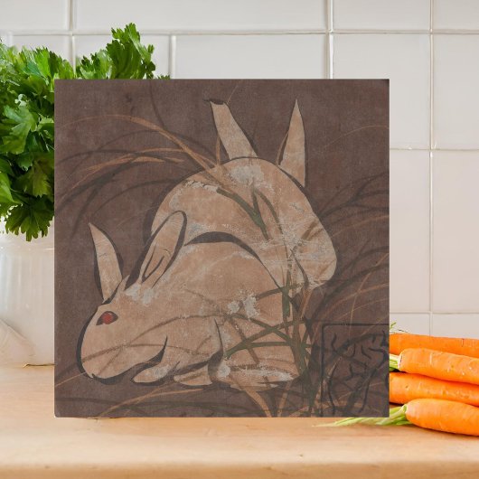 Elegante japanische Vintage Kaninchen neutral Fliese