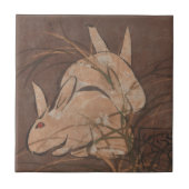 Elegante japanische Vintage Kaninchen neutral Fliese (Vorderseite)