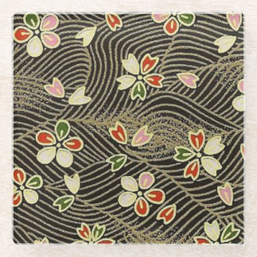 Elegante japanische Waschi Origami-Kirschblüten Glasuntersetzer (Vorderseite)