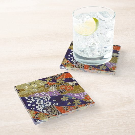 Elegante japanische Washi Origami Moderne Blume Glasuntersetzer (Schrägansicht)