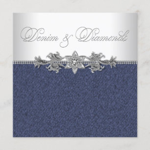Elegante Jeans- und Diamantparty Einladung