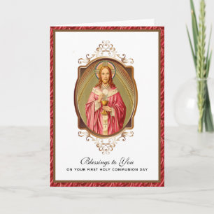 Elegante Jesus Erste Heilige Kommunion Vintage Karte